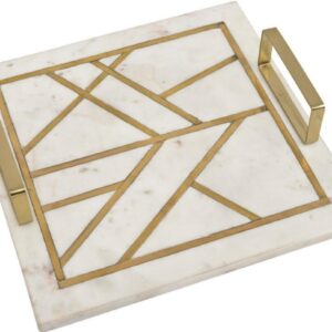 Marble tray with golden frame