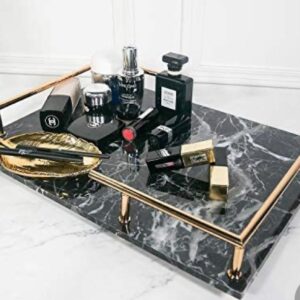Marble Black tray with golden frame