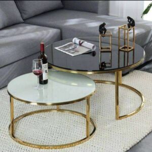 White & Black Marble Center Table