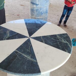 Black & White Round Marble Coffee Table