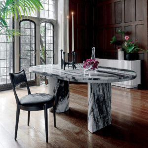 White Black Marble Office Table