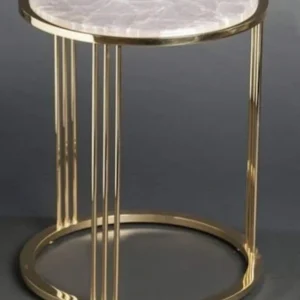 Marble Coffee Table with Metal Brass Table
